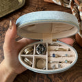 Vintage Oval Zipper Jewelry Ring Storage Case