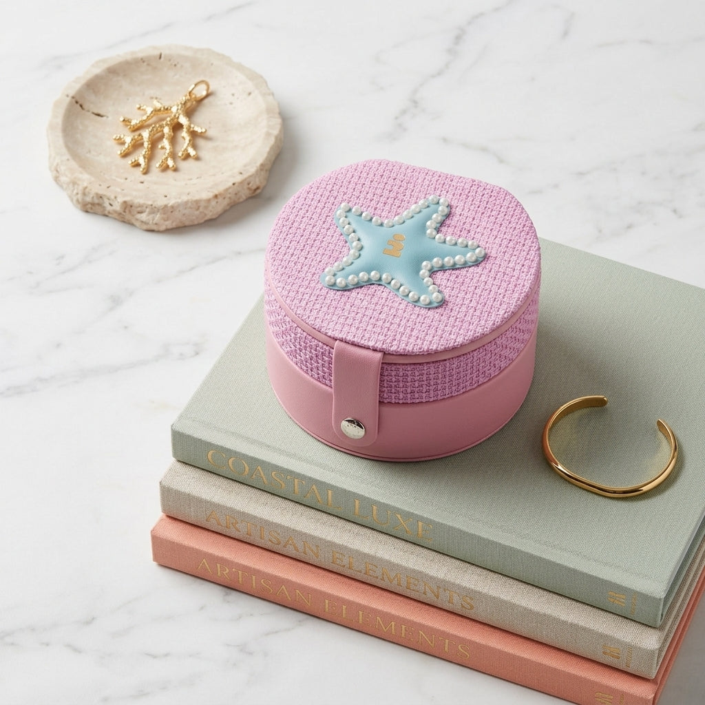 Beaded Shell Pearl Jewelry Box Star Floral Decor Storage Case